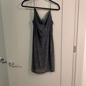 Shein black glitter mini dress with black slip.